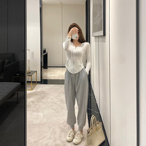 Salt sweet casual sports summer coat 2021 new women's wide leg pants age reduction two-piece suit fashion foreign style