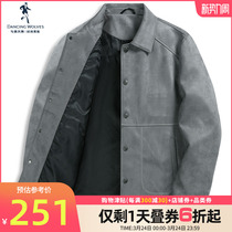 (Premium Feel Suede) Dancing with Wolves Lapel Jacket Men Spring 2022 New Mens Overalls Casual Jacket