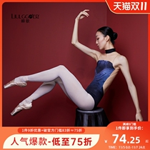 Liu Ge ballet dance suit high neck printed one-piece gym suit adult art test practice suit high crotch aerial body suit
