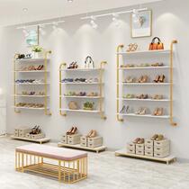 Clothing store wall shoe rack display stand gold commercial multi-layer bag childrens shoes shop creative nail decoration shelf