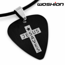 Personality ROCK METAL TITANIUM STEEL Paddle NECKLACE◆JESUS SAVES CROSS JESUS
