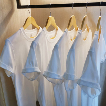 (Buy one sent one) 230g Xinjiang cotton heavy pound pure cotton round collar T-shirt thickness solid opaque white short sleeve base