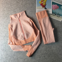 New fitness clothing women fall winter zipper slim breathable quick-drying running clothing sports tights yoga clothing suit