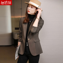 Coffee blazer women spring and autumn 2021 new professional temperament casual small man suit suit suit jacket winter