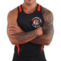 Thai Tiger Boxing Hall black spelling orange vest moisture wicking polyester elastic knitted fabric quick-dry fight