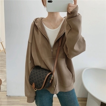Pregnant woman Spring and autumn bursting with 2022 Even cap zipped cardiovert sweatshirt loose big code fashion casual boomer blouse jacket