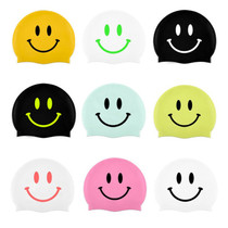 Korean reallygoods Popular Design Professional Silicone Waterproof Swimming Cap Smiley Face Adult Men and Women Children