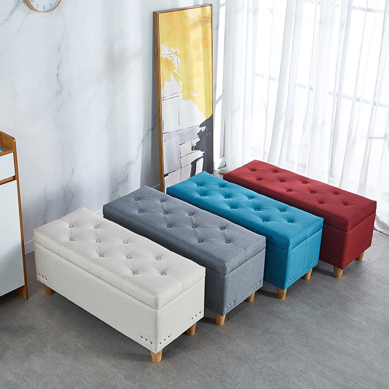Fabric multi-functional shoe-changing stool cabinet home door sofa stool rectangular clothing store storage storage bed tail stool