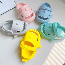 Child Shark Slippers Summer Boy Cartoon Cute Anti Slip Baby Outside Wearing Woman Baby Hole Dongle Shoes Beach Sandals