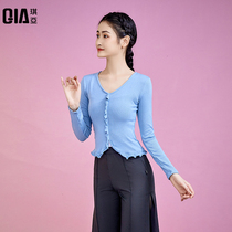 Qiya modern dance practice clothes womens autumn and winter long sleeve dance clothes classical dance form dress slim practice shirt