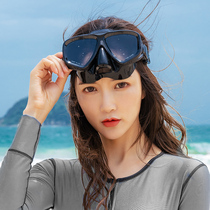 Integrated mirror large frame high-definition myopia cover guard and nasal anti-fog waterproof diving swimming goggles swimming glasses snorkeling Three-treasure equipment