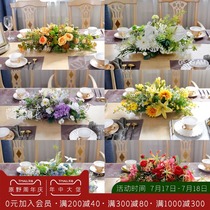 Table flower desktop Chinese and Western restaurant long table simulation flower fake flower hotel meeting room high-end model room ornaments