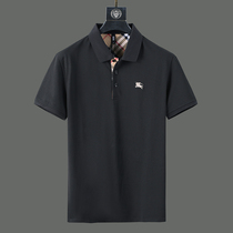 European war horse lapel mens short-sleeved 2021 new slim-fit mercerized cotton middle-aged t-shirt mens half-sleeved polo shirt tide