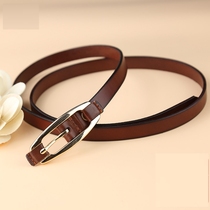 Belt womens real leather top layer pure cowhide belt thin fashion casual simple all-match trouser belt Korean retro matching skirt