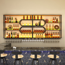 Bar bar wine rack restaurant wall-mounted wine cabinet display rack hanging wall red wine creative storage rack storage