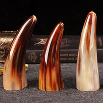 White yak horn tip scraping tube cupping cupping cupping device household point stick paperweight hand handle antique home furnishings