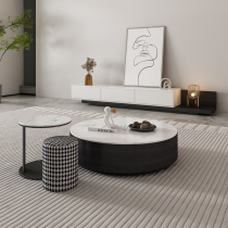 Rock Plate Round Tea Table Willstyle Home small family Type modern minimalist Nordic Scalable Economy Type TV cabinet Composition