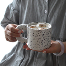 Give back Fat handle splashing ink Coffee cup Breakfast Ceramic milk oatmeal mug Household water cup Niche