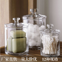HD glass kitchen storage jar soft decorative utensils model room props ornaments bathroom storage jar cotton swab bottle