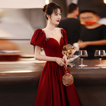 Toast Bride Winter 2021 New Wedding Evening Dress Dress Female Escape Princess Engagement French Satin Red