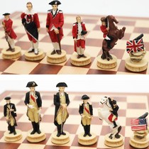 Anglo-American theme chess three-dimensional characters high-end creativity to send children to customers elders solid wood ornaments chess