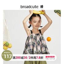 broadcute broadcast childrens clothing 2021 new style girls summer casual cute plaid fancy strapless suspender top