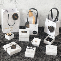 ins wind marble bracelet Earrings Necklace box Jewelry storage box Jewelry box Ring packaging small gift box