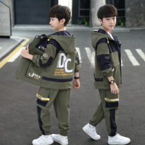 Boy suit 2022 new spring clothing CUHK Tong Trendy Ocean Air Tooling Sport Two Sets Children Fried Street Handsome