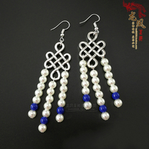 Mongolian earrings earrings handmade string beads ethnic characteristics jewelry meng gu pao performances accessories beads earrings