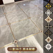 Living room beautiful seam floor sticker Decorative decal Floor tile sticker Floor sticker Floor waterproof wear-resistant self-adhesive tile corner flower sticker