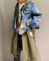 MIHARA YASUHIRO Sanyan Kangyu spring and autumn wreck denim stitching army green windbreaker jacket jacket