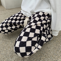 Suede checkerboard draping drawstring pants high waist loose wide leg pants fat sister Winter new large size womens wear