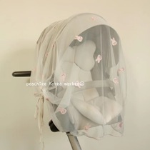  Korean ins infant universal stroller mosquito net full cover summer out baby anti-mosquito cover embroidery breathable