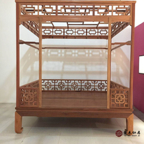 Xianzuo furniture Myanmar Huanghua pear shelf bed mahogany bed solid wood double bed couple bed big fruit red sandalwood