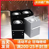 Aluminum square pass ceiling special led grille square pass single and double head surface mounted downlight spotlight COB commercial square dare lamp