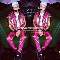 Nightclub Bar DJ Male singer DS GOGO Tide Card Phantom Pink Gold Hip Hop Baseball Uniform Out Suit Men