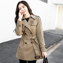 The wind coat woman with long section Korean version 2021 early autumn new high-end temperament pop small sub-thin spring and autumn short coat