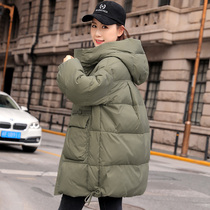 European goods 2021 Winter New down jacket womens long thick loose small white duck down coat fashion tide