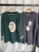 Autumn and winter mens thick loose soft cotton round neck sleeve long sleeve home clothing single top