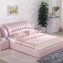 Leather bed Italian light luxury master bedroom modern simple 1 8 meters double bed wedding bed soft bag bed 1 5 big bed storage bed