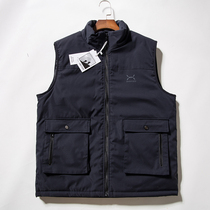 Winter outdoor sports cotton vest mens large size loose thick warm collar multi-pocket work waistcoat windproof vest