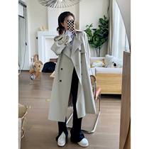 Xchen Card Its Color Windcoat Jacket Female Autumn 2021 Mid-year Long Knee Cashew Senior Sensation Big Coat Small