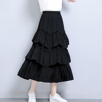 Multi-layer cake skirt skirt female spring and summer long high waist fairy dress a-shaped ruffled pleated skirt