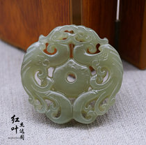 Natural Jade and Tian Qingbai Jade antique Phoenix Hollow Pendant Double Phoenix and Ming Jade Pei Double-sided Hollow Tassel