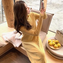 With coat sweater skirt children autumn and winter small man long slim temperament bottom knit dress tide
