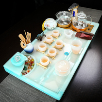  Creative flowing water jade tea tray Kung Fu tea set Household automatic integrated European simple modern tea table