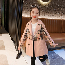 Girls windbreaker 2021 Spring and Autumn New Tong Korean version of foreign style fashion casual long girl autumn coat