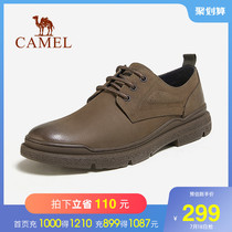 Camel leather mens shoes low-top Martin shoes 2021 spring and Autumn business formal shoes retro trend casual shoes