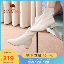 (clear cabin section) camel women shoes 2021 mid heel boots children heel Inn wind short boots female net red thin skinny boots