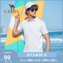 Camel Mens 2021 summer business polo shirt Mens casual solid color lapel short-sleeved t-shirt loose simple top